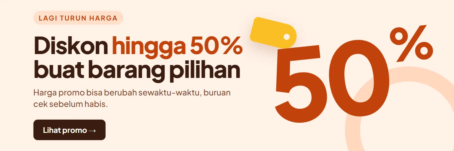 Diskon hingga 50% buat barang pilihan